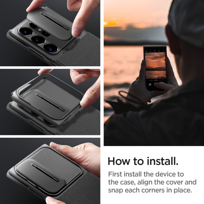 Spigen Optik Armor Hülle für Samsung Galaxy S24 Ultra – Schwarz