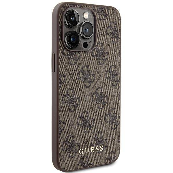 Guess 4G Metal Gold Logo case for iPhone 15 Pro Max - brown