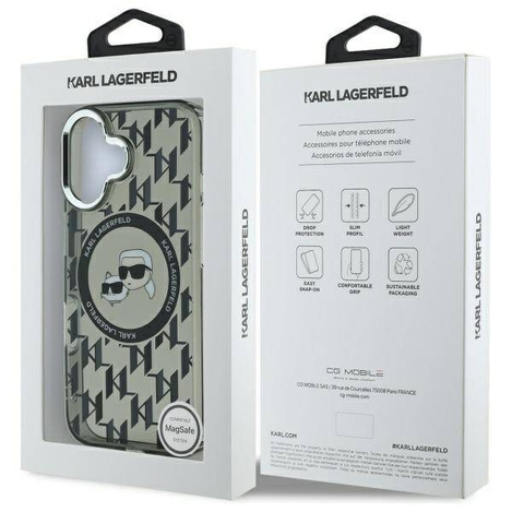 Karl Lagerfeld nakładka do iPhone 16 6,1" KLHMP16SHMCKMHK czarna Hardcase IML Monogram Karl&Choupette Head MagSafe
