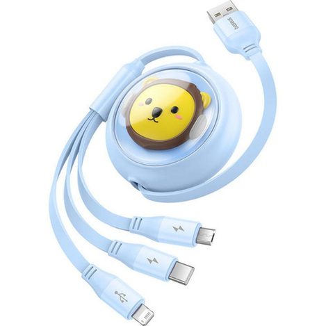 BASEUS zwijany kabel USB do Micro/Lightning/Typ C 3w1 Leo 3.5A 1.1m niebieski CB000063