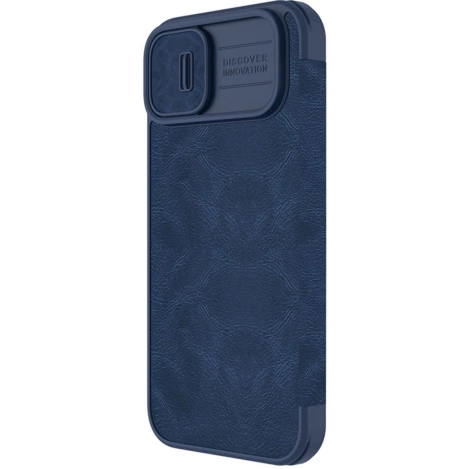 Nillkin Qin Leder Pro Hülle iPhone 14 Plus Kamerahülle Holsterhülle Klapphülle Blau