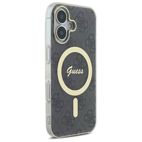 Original Handyhülle IPHONE 16 PLUS Guess Hardcase IML 4G MagSafe (GUHMP16MH4STK) schwarz