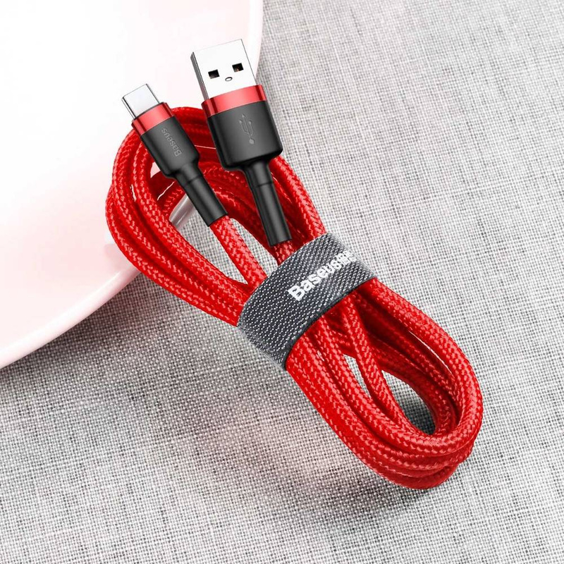 Baseus Cafule Cable - Kabel do ładowania i transmisji danych USB do USB-C 3 A, 1 m (czerwony)