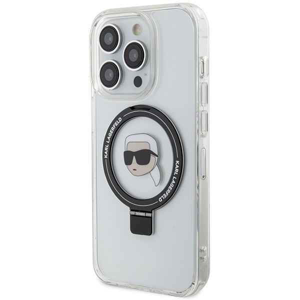 Karl Lagerfeld KLHMP15LHMRSKHH iPhone 15 Pro 6,1&quot; weiß/weiß Hardcase Ring Stand Karl Head MagSafe