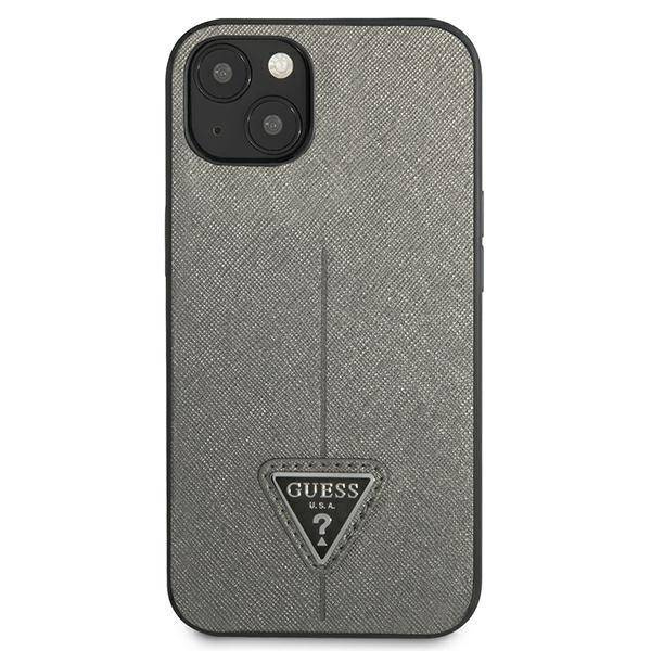 Oryginalne Etui IPHONE 13 Guess Hardcase Saffianotriangle Logo (GUHCP13MPSATLG) srebrne