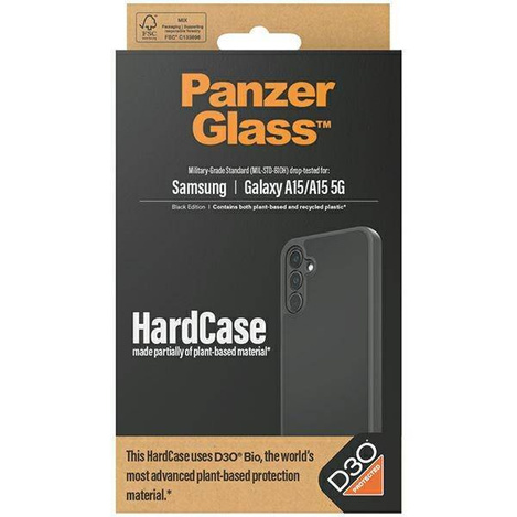 PanzerGlass HardCase mit D3O® Bio- und Militärzertifizierung für Samsung Galaxy A15 / A15 5G – Transparent und Schwarz