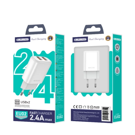 JELLICO ładowarka sieciowa EU02 2.4A 12W 2xUSB Biały