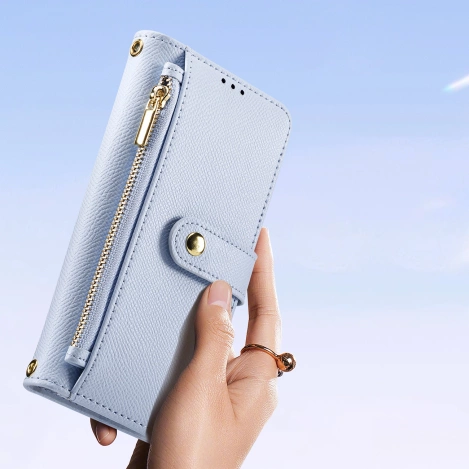 Dux Ducis Lawa Lederhülle für Samsung Galaxy S25 Ultra mit abnehmbarer magnetischer Brieftasche – Blau