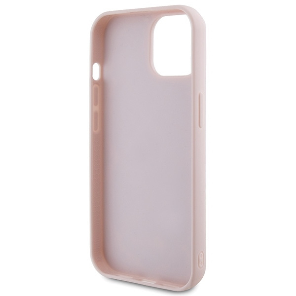 Etui Guess Quilted Metal Logo na iPhone 15 - różowe
