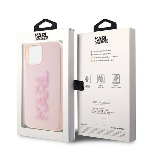Karl Lagerfeld nakładka do iPhone 15 6,1" KLHCP15S3DMBKCP różowe HC 3D Logo Glitter