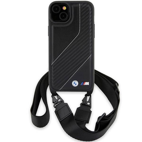 BMW M Edition Carbon Stripe &amp; Strap Hülle für iPhone 15 Plus / 14 Plus – Schwarz