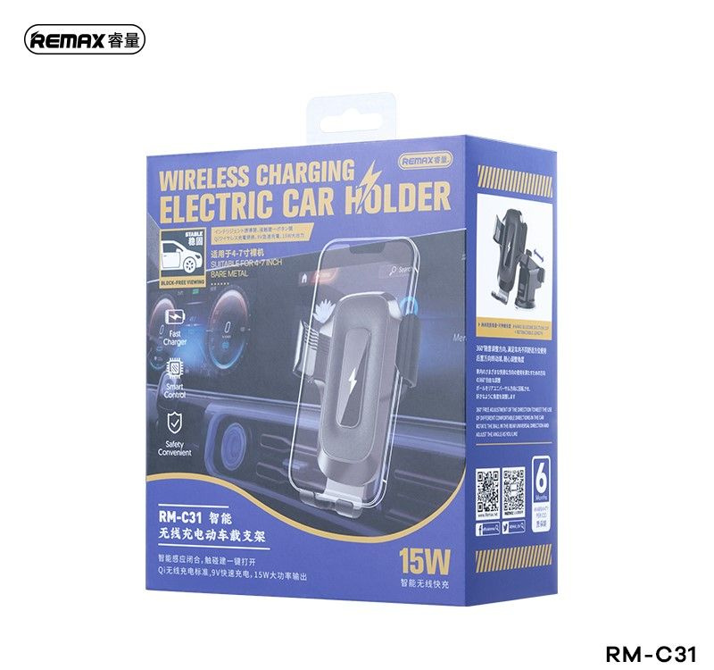 UCHWYT SAM REMAX RM-C31 15W BEZPRZEWODOWY WIRELESS BLACK