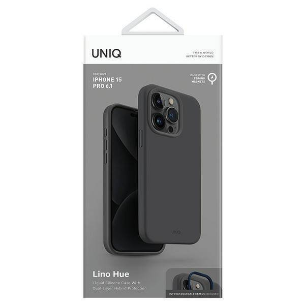 Schutzhülle APPLE IPHONE 15 PRO UNIQ Lino Hue Magclick Charging grau