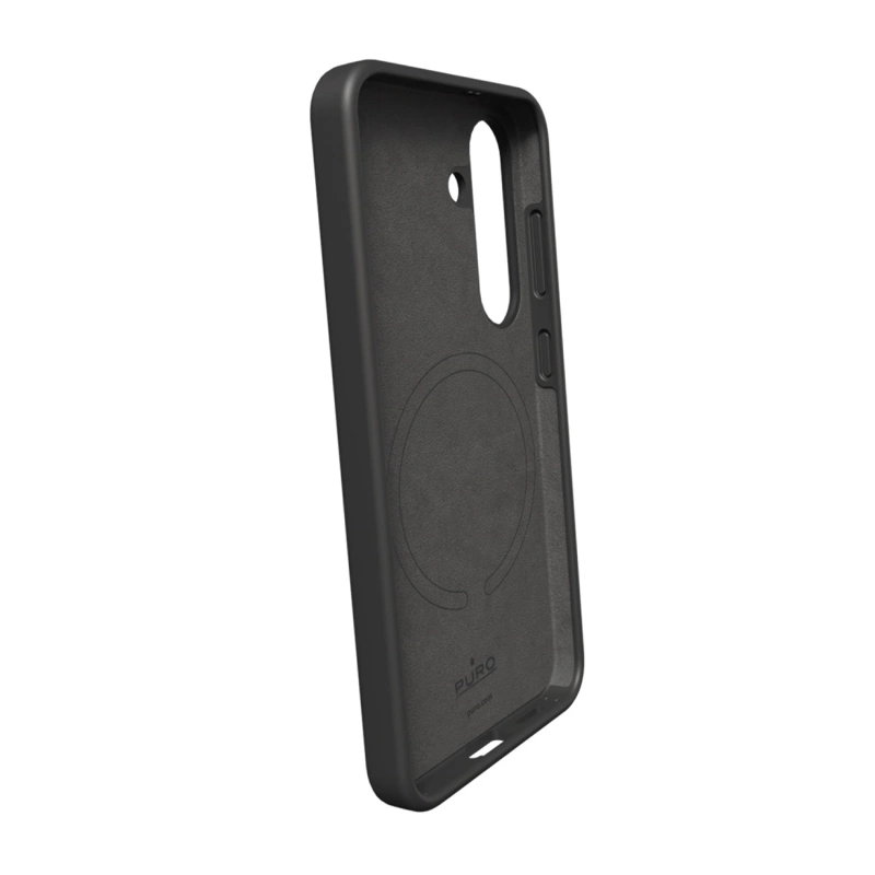 Puro Icon Mag Silikonhülle mit MagSafe für Samsung Galaxy S25+ – Schwarz