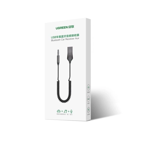 Ugreen odbiornik dźwięku Bluetooth 5.3 kabel USB adapter audio AUX jack czarny (70601 CM309)