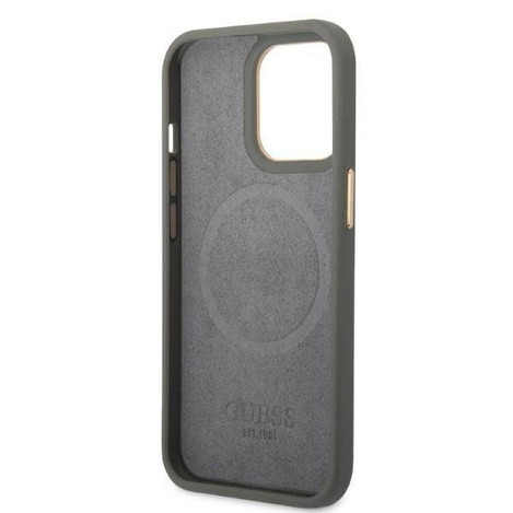 Guess Peony Logo Plate MagSafe - Etui iPhone 13 Pro Max (szary)