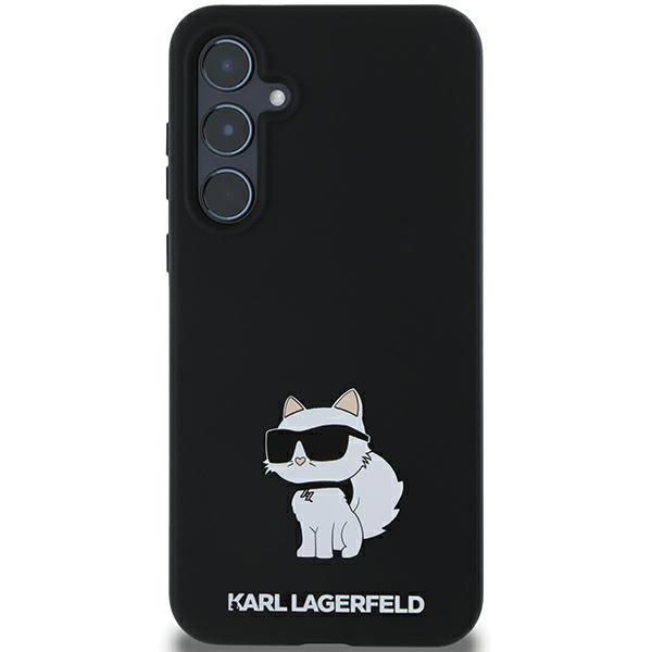 Oryginalne Etui KARL LAGERFELD hardcase Silicone Choupette Metal Pin KLHCSA35SMHCNPK do Samsung Galaxy A35 czarny