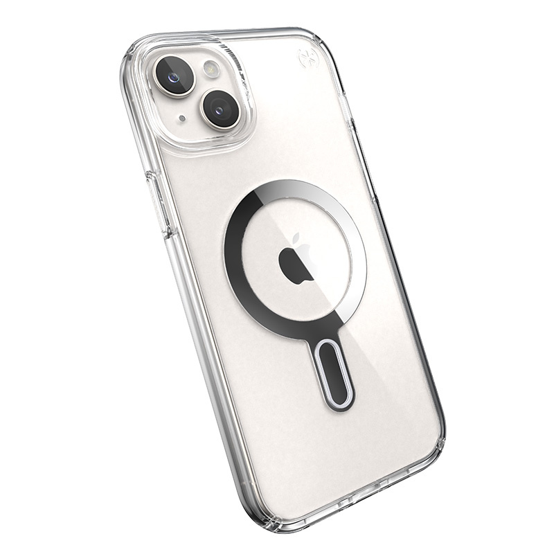 Speck Presidio Perfect-Clear ClickLock & Magsafe - Etui iPhone 15 Plus / iPhone 14 Plus (Clear / Chrome Finish / Serene Silver)