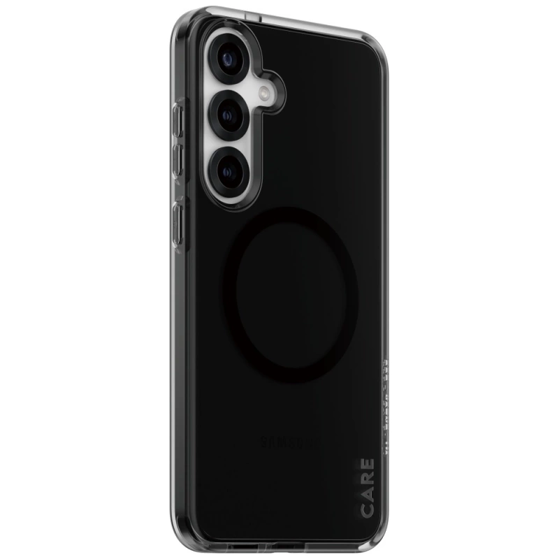 CARE by PanzerGlass Flagship Urban Combat Black QI Case for Samsung Galaxy S25+ - Semi-transparent Smoke
