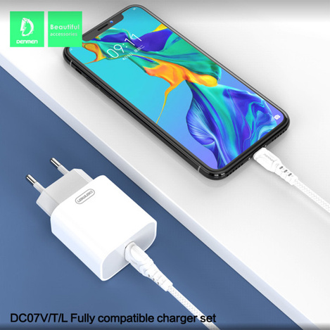 ŁADOWARKA SIECIOWA 3,6A 18W BIAŁA DENMEN + KABEL TYP-C 3600mA FAST CHARGING DC07T