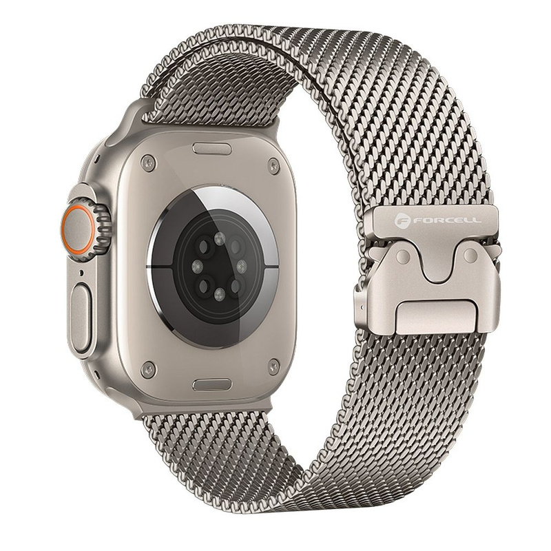 Pasek do Apple Watch Forcell F-Design FA11 zatrzask stal 42 / 44 / 45 / 49 mm srebrny
