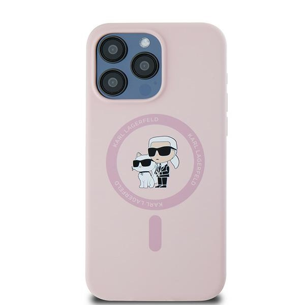 Oryginalne Etui KARL LAGERFELD hardcase Silicone Karl & Choupette MagSafe KLHMP15LSCMKCRHP do Iphone 15 Pro różowy