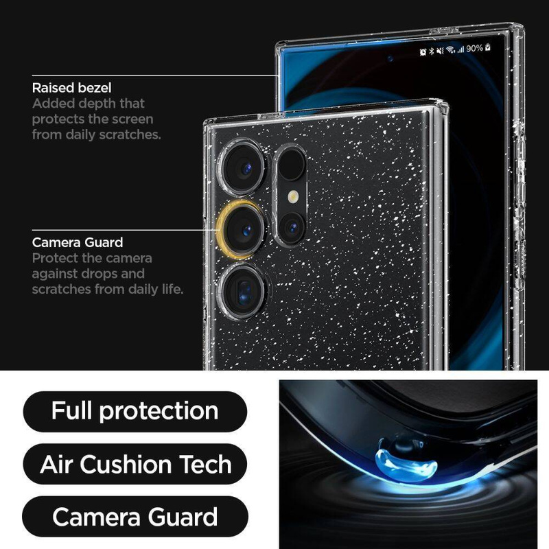 Spigen Liquid Crystal Hülle für Samsung Galaxy S24 Ultra – transparent und glitzernd