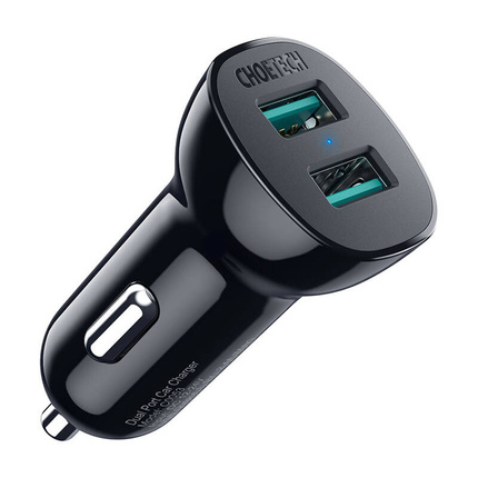 Choetech ładowarka samochodowa 2 x USB Quick Charge 3.0 30W 2,4A czarna (C0051)