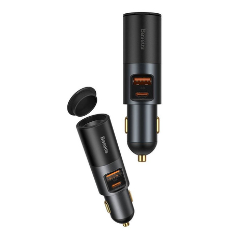 Baseus Share Together ładowarka samochodowa USB / USB Typ C / gniazdo zapalniczki 120W Quick Charge Power Delivery szary (CCBT-C0G)