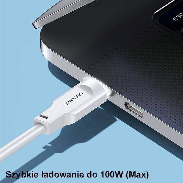 USAMS Kabel USB-C na USB-C PD Fast Charging 1,2m 100W Lithe Series zielony/green SJ567USB04 (US-SJ567)