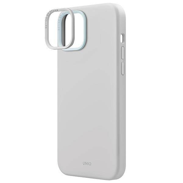 Uniq Lino Hue iPhone 15 Hülle 6,1&quot; Magclick Charging Hellgrau/Kreidegrau