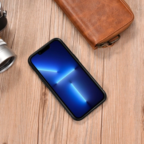 iCarer Leather Oil Wax case for iPhone 14 Pro Max leather case blue (WMI14220720-BU)
