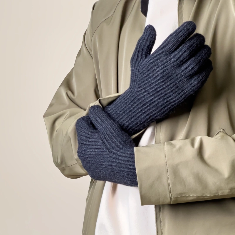 Geflochtene Telefonhandschuhe mit Aussparungen für die Finger – schwarz