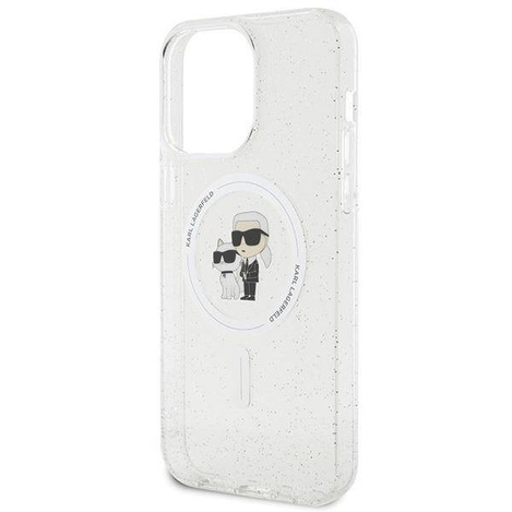 Karl Lagerfeld Karl&amp;Choupette Glitter MagSafe Hülle für iPhone 15 Pro Max – transparent