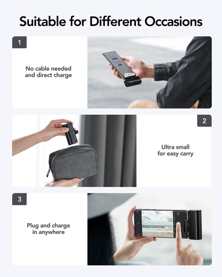 VEGER powerbank 5000 mAh z wbudowanym złączem Typ C PlugOn PD QC3.0 3A 20W W0558 czarny