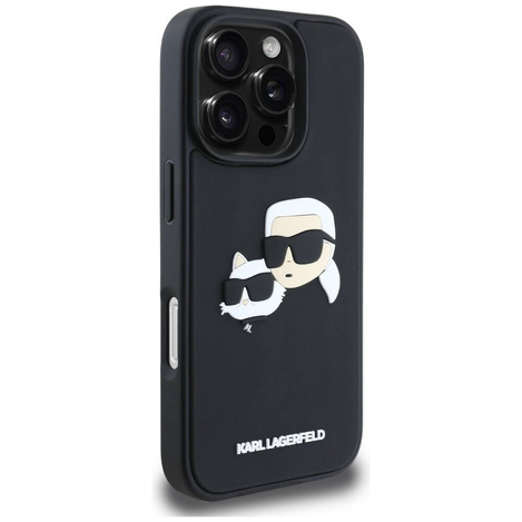 Schutzhülle IPHONE 16 PRO MAX Karl Lagerfeld HC 3D Rubber Double Heads schwarz