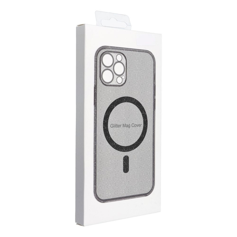 Futerał CLEAR MAG COVER z ochroną aparatu kompatybilny z MagSafe do IPHONE 16 black glitter