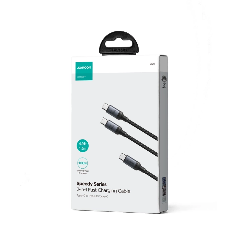 2-in-1-Kabel Joyroom Speedy-Serie SA21-1T2 USB-C - USB-C / USB-C 1,5 m schwarz