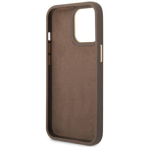 Original Case IPHONE 14 PRO Guess Hard Case 4G Vintage Gold Logo (GUHCP14LHG4SHW) brown