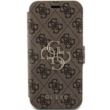 Oryginalne Etui APPLE IPHONE 15 PRO MAX Guess Book 4G Metal Gold Logo (GUBKP15X4GMGBR) brązowe