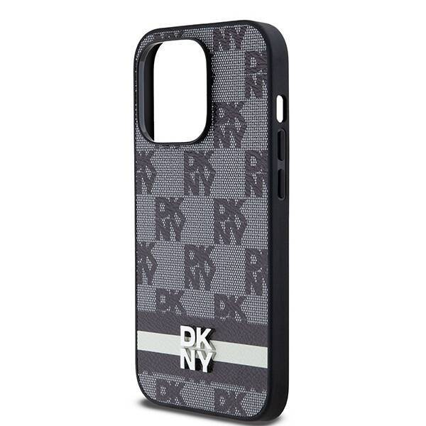 DKNY DKHCP14LPCPTSSK iPhone 14 Pro 6.1" czarny/black hardcase Leather Checkered Mono Pattern & Printed Stripes