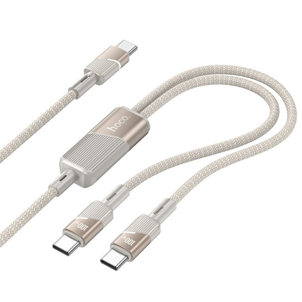 Kabel 2w1 USB C do USB C / USB C Hoco 5A 100W 1,2 m U139 złoty