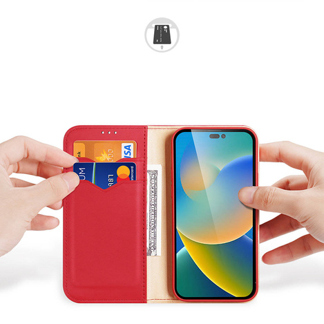 Dux Ducis Hivo echt Leder booktype case schutzhülle aufklappbare hülle für iPhone 14 Pro Max rot