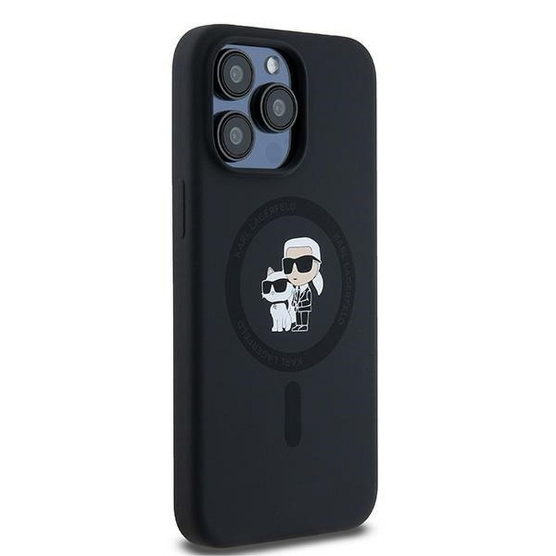 Oryginalne Etui KARL LAGERFELD hardcase Silicone Karl & Choupette Ring MagSafe KLHMP15XSCMKCRHK do Iphone 15 Pro Max czarny