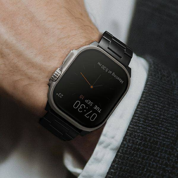 Armband für APPLE WATCH 4 / 5 / 6 / 7 / 8 / SE / ULTRA (42 / 44 / 45 / 49 MM) UNIQ Osta Stainless Steel schwarz