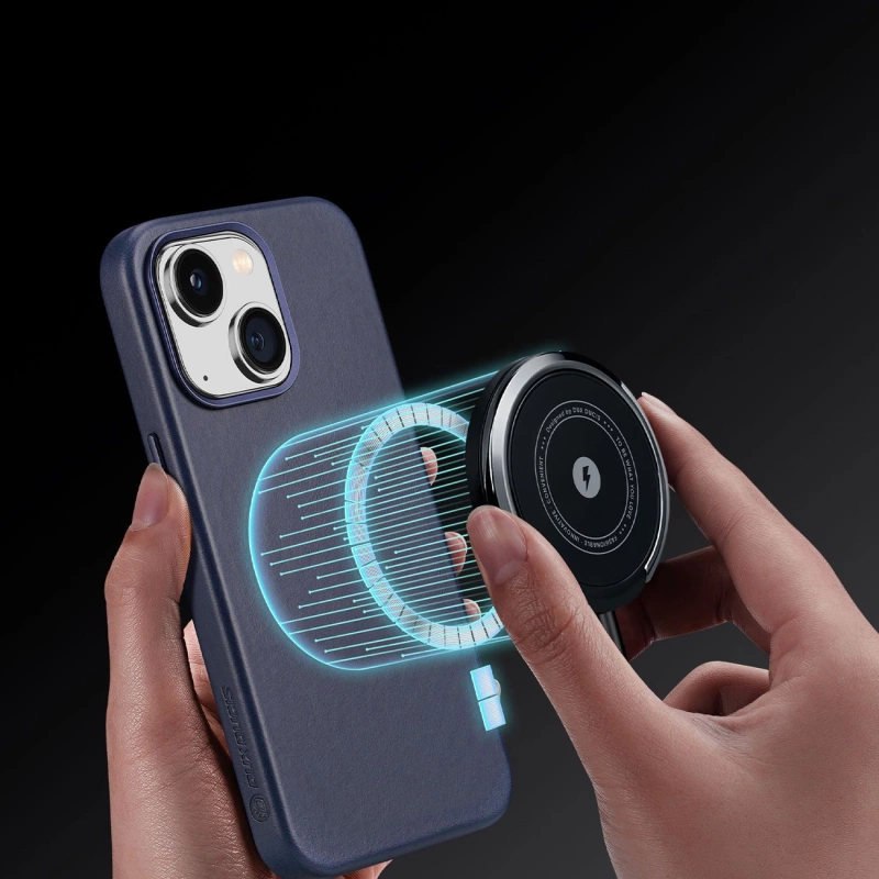 Dux Ducis Naples Hülle für iPhone 14 Plus magnetische Lederhülle MagSafe blau