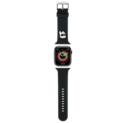 Armband für APPLE WATCH 4 / 5 / 6 / 7 / 8 / SE / ULTRA (42 / 44 / 45 / 49 MM) Karl Lagerfeld Strap 3D Rubber Karl Head (KLAWLSLKNK) schwarz