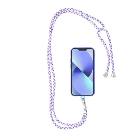 Zawieszka SWING do telefonu z regulacją długości / długość sznura 165cm (max 82,5cm w pętli) / na ramię lub szyję - białofioletowy
