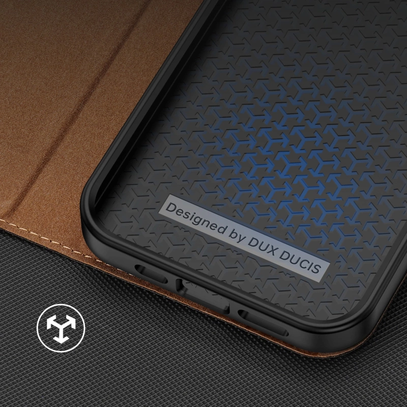 Dux Ducis Skin X2 case for iPhone 14 Pro Max case with magnetic flap brown