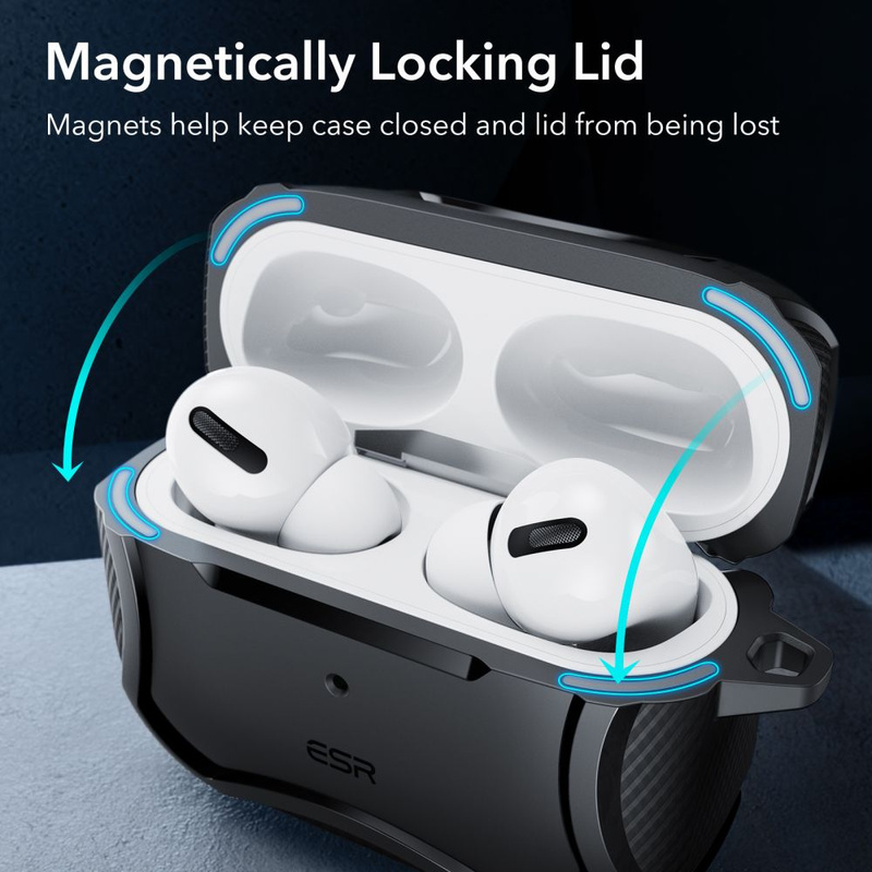 Schutzhülle APPLE AIRPODS PRO ESR Cyber Armor Halolock MagSafe schwarz